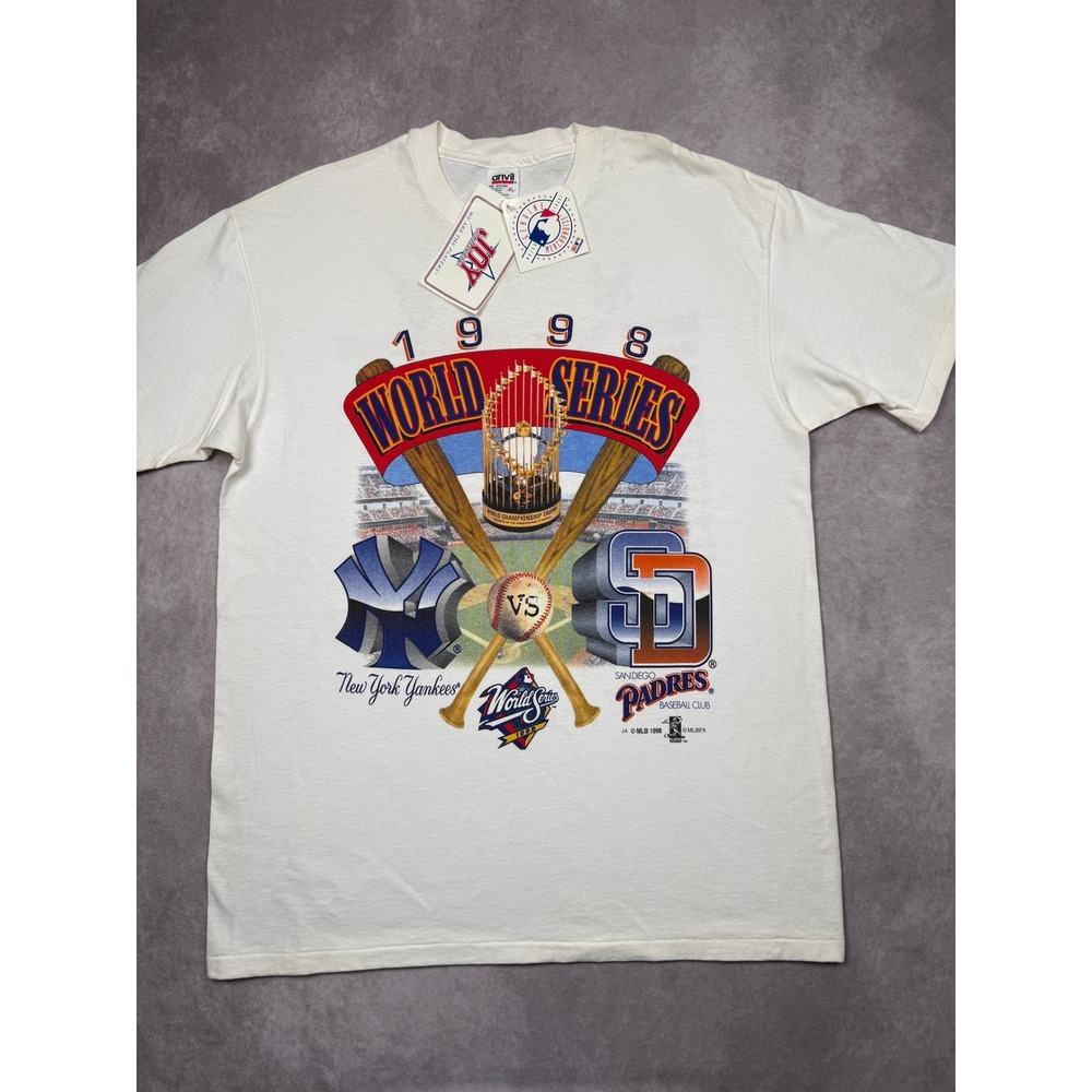 VTG 1998‎ World Series New York Yankees San Diego Padres MLB Anvil Mens XL USA